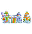 set cute snowmans vector image