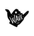 surfing logo shaka hand sign drawn design vector image