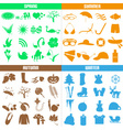 four seasons of the year big set icons eps10 vector image