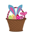 easter rabbit in basket vector image vector image