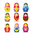 matryoshka or babushka dolls set in a flat style vector image
