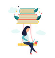 reading concept with characters and books vector image