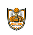 basketball playoffs icon sport balls and trophy vector image
