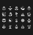garden white silhouette icons set on black vector image