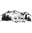 camping in mountains with camper trailer vector image vector image