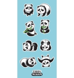 Set stickers with cute pandas Royalty Free Vector Image