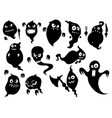 set of cute halloween monster ghost silhouettes vector image