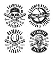 set of four baseball black vintage emblems vector image vector image