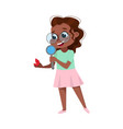 cute intelligent african american girl examining vector image