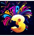 fireworks happy birthday with a gold number 3 vector image vector image