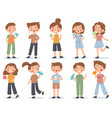 children drink milk water juice or tea kid vector image vector image