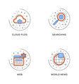 cloud files searching web world news set of 4 vector image