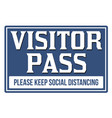 visitor pass blue sign or emblem vector image vector image