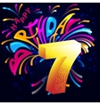 fireworks happy birthday with a gold number 7 vector image vector image