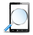 mobile phone with magnifying glass vector image vector image