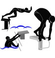 set silhouettes of swimmers athletes vector image vector image