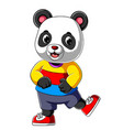cartoon happy panda with smile wearing sport shirt vector image