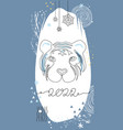 hello 2022 winter cover with tiger head in cartoon vector image