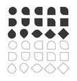 black solid and line empty circle and squares set vector image vector image