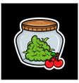 cherry fruit flavor with cartoon mascot of weed vector image vector image