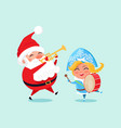 happy father christmas grand daughter play music vector image