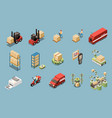warehouse isometric icons set vector image vector image
