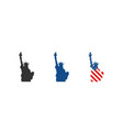 statue liberty set icon usa flag in flat vector image vector image