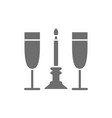 two glasses with candle romance grey icon vector image vector image