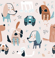 childish seamless pattern with funny creative dogs vector image