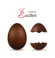 easter egg 3d chocolate brown whole and broken vector image