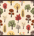 flat style autumn trees on yellow background vector image vector image