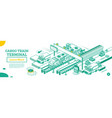 outline cargo train terminal locomotive vector image
