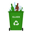 garbage bin with glass waste recycling vector image