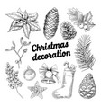 merry christmas hand drawn decoration doodle vector image
