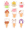 collection of animal shaped ice cream vector image