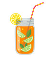 mason jar with fresh lemon drink cartoon icon vector image