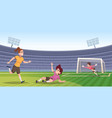 soccer cartoon sport female players football vector image vector image