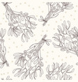 mistletoe seamless pattern sketch line art vector image