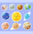 planet stickers cartoon planets with cute faces vector image