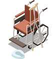 wheelchair and crutches composition vector image vector image
