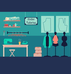 Atelier tailoring design studio interior with Vector Image