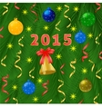 christmas ball with pine tree and bells vector image