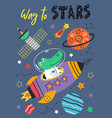 poster with space crocodile in rocket vector image