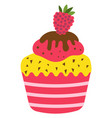 strawberry muffin icon sweet delicious birthday vector image vector image