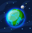 earth with moon cartoon and flat vector image