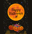 halloween pumpkins one of them as basket full vector image vector image