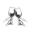 retro toasting hands vector image vector image