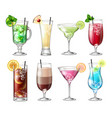 set of realistic cocktails vector image