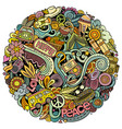 hippie hand drawn doodles round vector image