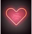 neon glowing heart shape happy valentines day vector image